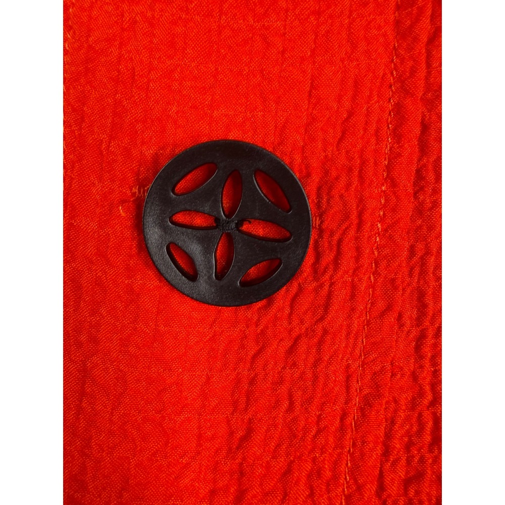 Ali Miles Blouse Womens 1X Orange Crinkle Button Accent Tunic Top Artsy Mature - Picture 2 of 9